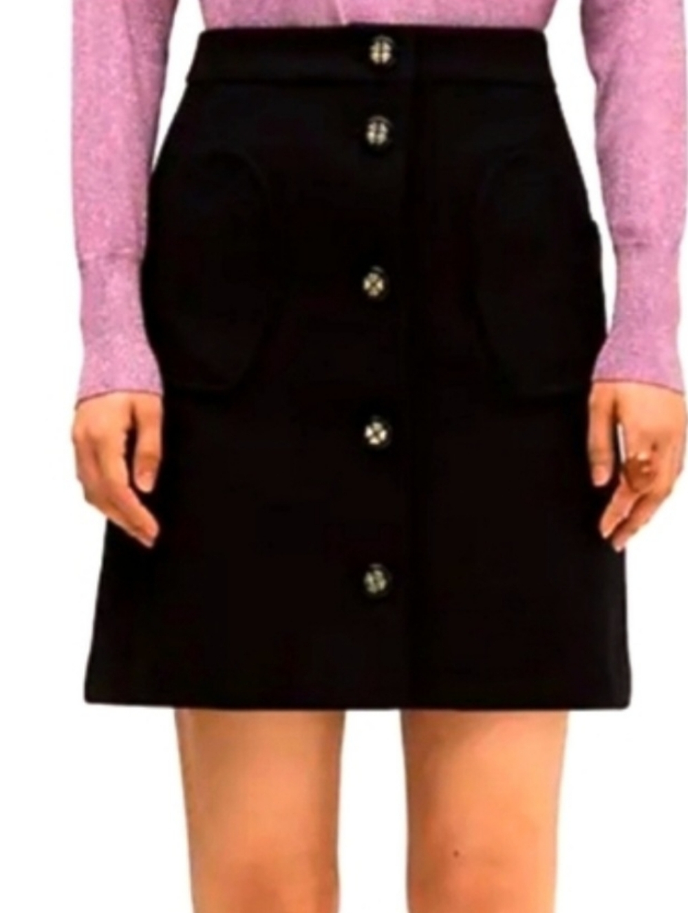 kate spade Black Shamrock Button Mini Skirt  Heart Pockets WOT Riverdale Preppy